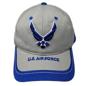 Top Level U.S. Air Force Baseball Cap Gray One Size Strapback Blue Accents Hat